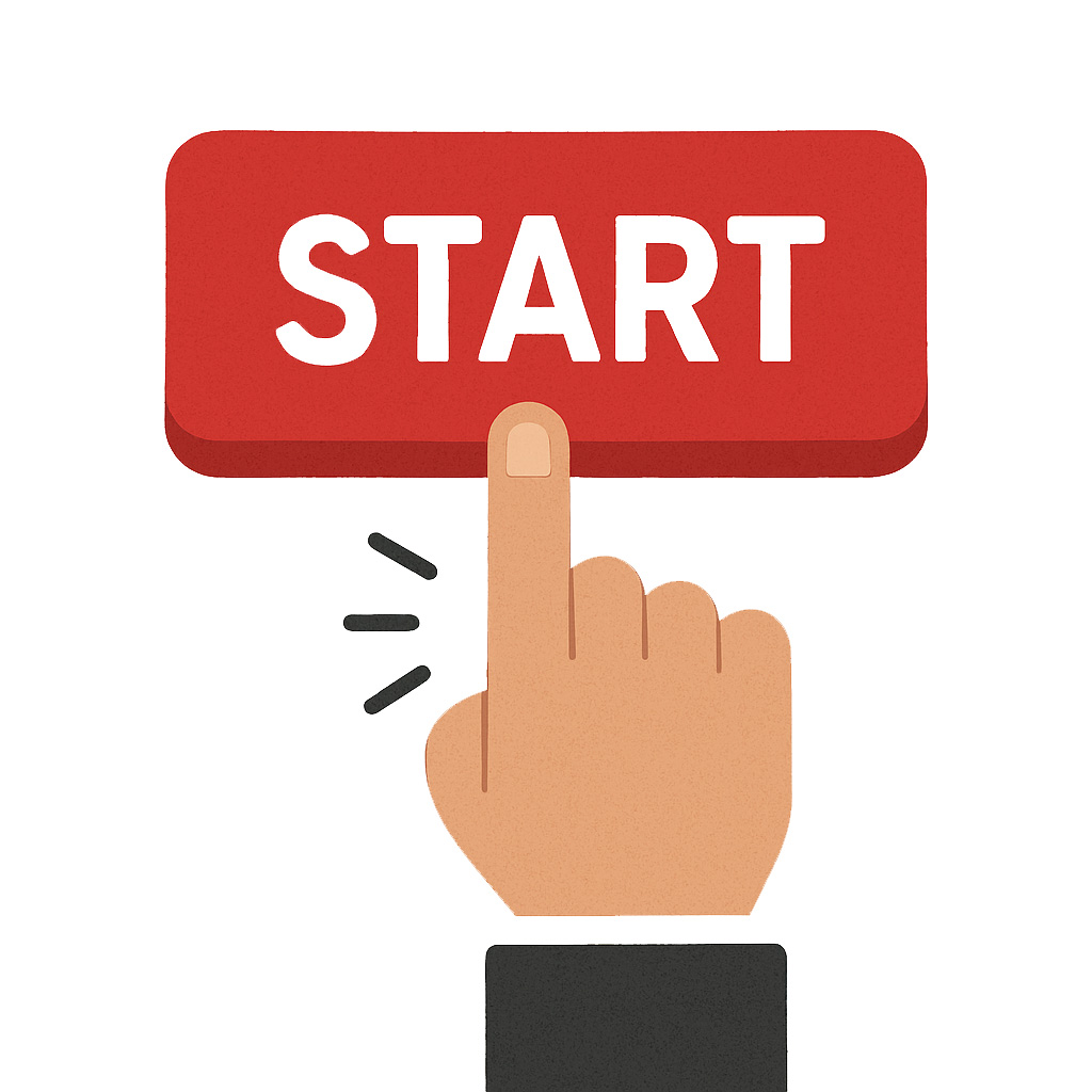 Getting Started Teaching Online Finger pushing a start button