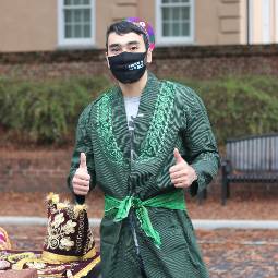 International Student on Greene Street student on greene street in traditional dress