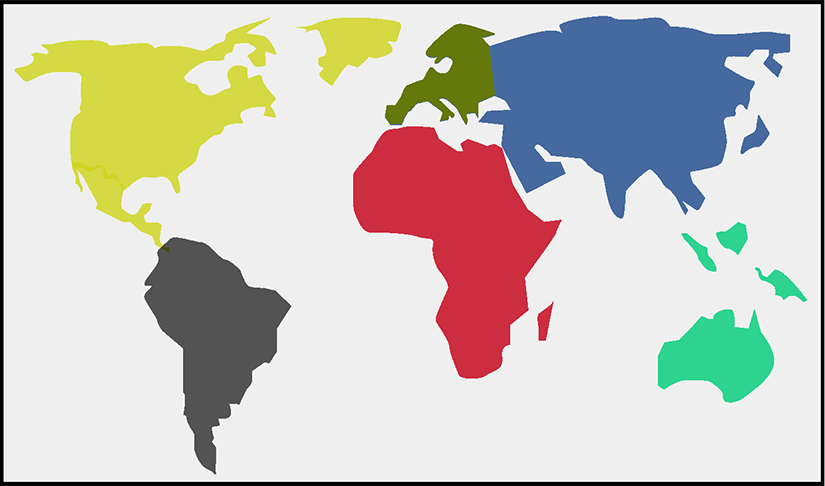 colored minimal map of the world