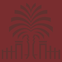 photo of a palmetto tree on garnet background