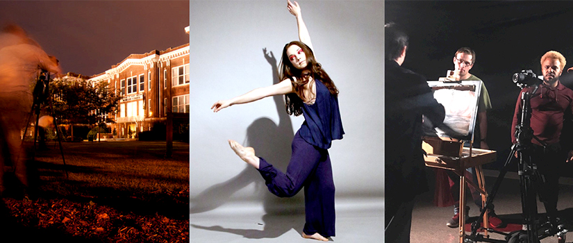 students filming and making art