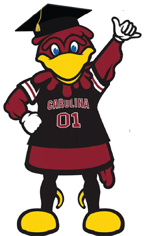 Cocky with graduation apparel on