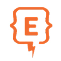 Logo image with an orange E inside of an orange rectangular outline with a lightning bolt at the bottom.
