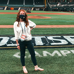 Madison Benner Madison Benner stands on MLB Globe Life Field during the MLB bubble.t