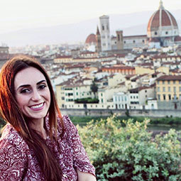 Kristy Martin Kristy Martin sits on a ridge overlooking the Cathedral di Santa Maria del Fiore in Florence, Italy.