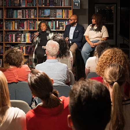Individuals at All Good Books bookstore