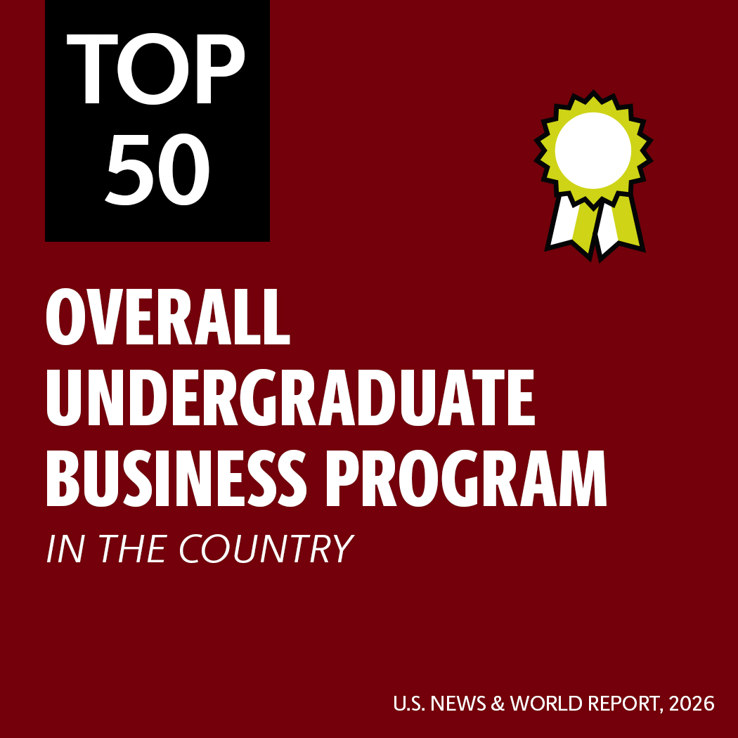 Top 50 overall undergraduate business programs in the country; U.S. News & World Report 2026