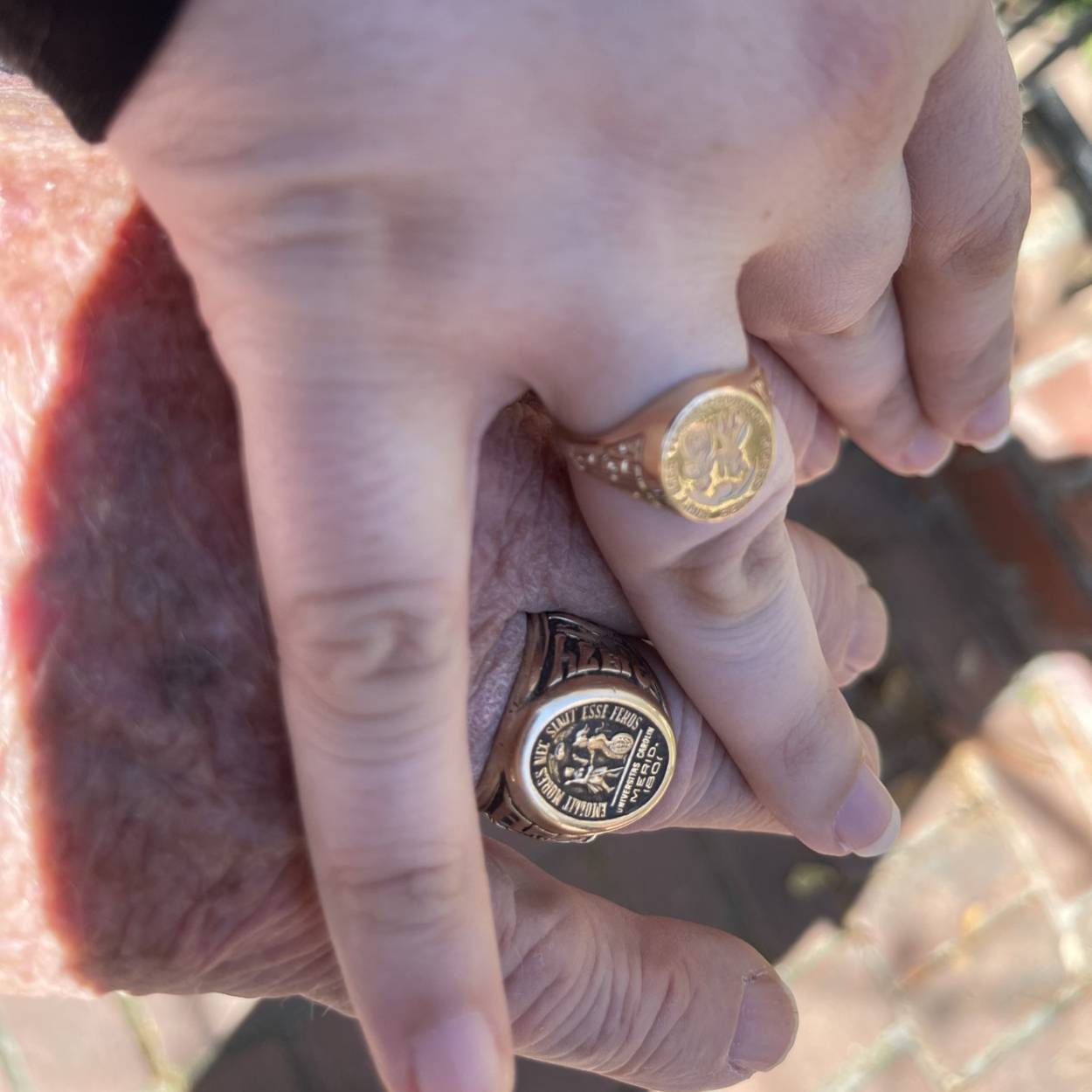 Marielle Salmons wearing her class ring