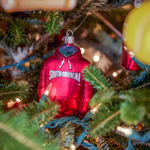 south carolina hoodie ornament in a christmas tree