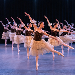 Joffrey dancers fan out across the stage.