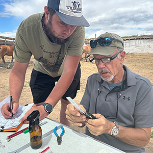 Researchers in field examine data collected